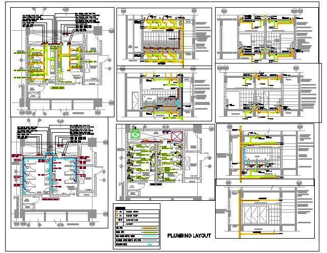 Public Restroom Plumbing System Design DWG- 4-5 Person Capacity